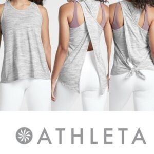 Athleta Essence Spacedye Tie Back Tank Top Gray White XS Activewear Yoga Gym